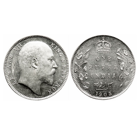 Edward VII, Silver, Rupee, 1903, Bombay Mint, 'B' incused and dot. F. Prid 199. GK 926. Br