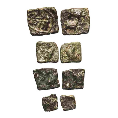 Ancient Saurashtra (Gujarat), (c. 50 BC), Copper, (4 Coins), Obv:Two tortoise placed side 