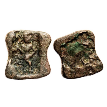 Post-Mauryan, Ujjaini Region, Punch Marked type, Copper, 3.49g, 15.70x14.62, Obv: A female