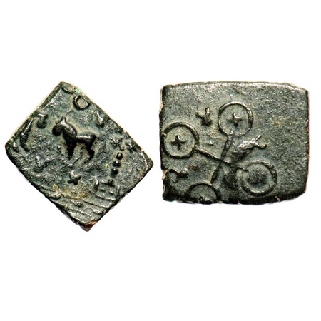 Post-Mauryan, Ujjaini Region, Uninscribed type, Copper, 2.96g, 19.85x19.53, Obv: Human fig