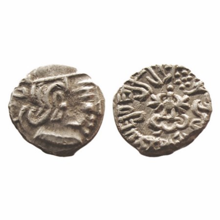 Guptas, Kumaragupta I (AD 414-455), Silver, Karshapana, Garuda type,1.98g, 13.00x13.43mm, 