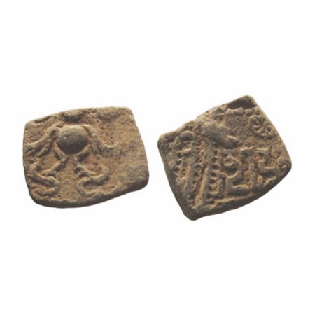 Guptas, Skandagupta (AD 455-485), Lead, Garuda type, 3.1g. 12.62x14.84mm, Obv: Garuda, the