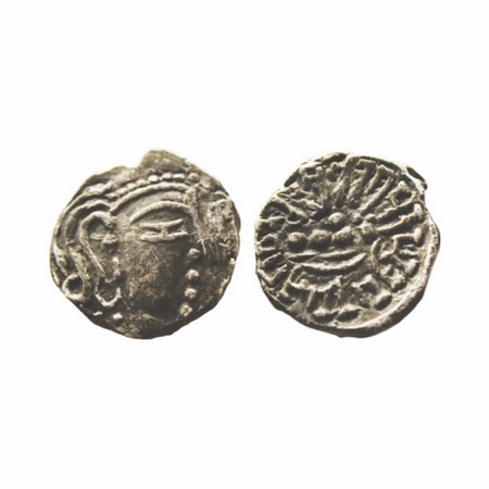 Guptas, Skandagupta, 455-467 AD, Silver Drachm, 1.4g, 13.07x12.95mm, Obv: Bust of king to 