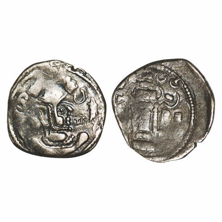 Indo-Sassanian, Anonymous Issue, Silver Drachm, 3.84g, 21.44/21.74, Obv: Bust of king faci