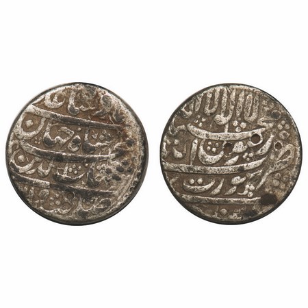 Shah Jahan I, Silver Rupee, 11.34g, Surat Mint, AH 1038. KM 222.13. Test mark, Fine+, Scar