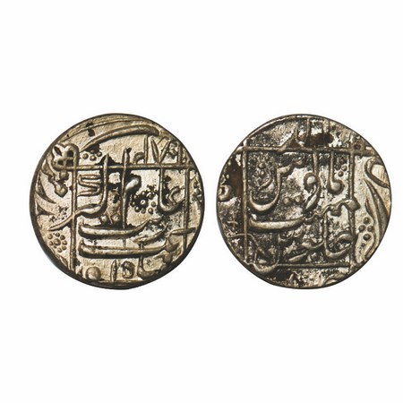 Aurangzeb, Silver Rupee, 11.59g, Junagarh Mint, AH 1082 / 15 RY, Square area type legends 