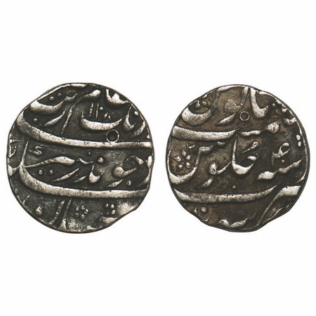 Aurangzeb, Silver Rupee, 11.44g, Sahrind Mint, AH 1108 / 40 RY. KM 300.78. Test mark, Very
