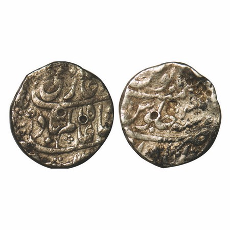 Shah Alam Bahadur, Silver Rupee, 11.30g, Itawa Mint, AH 112x / 2 RY. KM 347.8. Test marks,