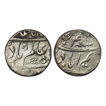 Shah Alam Bahadur, Silver Rupee, 11.60g, Karimabad Mint, AH Unseen / 4 RY. KM 347.11. Abou