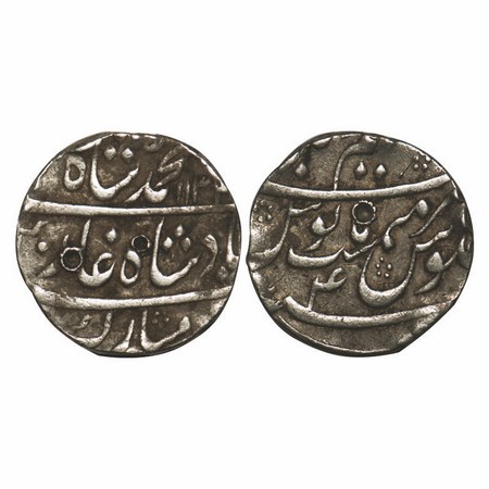 Muhammad Shah, Silver Rupee, 11.54g, Azimabad Mint, AH 1134 / 4 RY. KM 436.12. Test mark, 