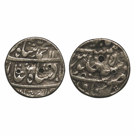 Muhammad Shah, Silver Rupee, 11.20g, Itawa Mint, AH 114x / 15 RY, KM 436.29. Test marks, F