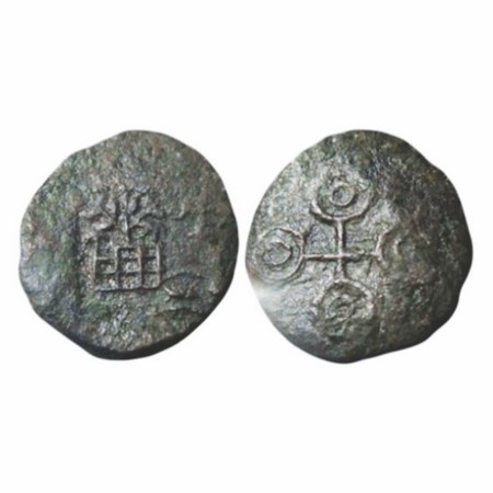 Ujjain, anonymous issue, Copper 1/2 karshapana, 4.72g, 19.91x18.30mm, Obv: Tree in railing