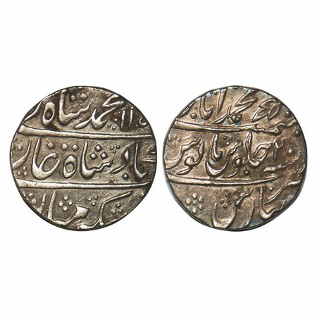 Muhammad Shah, Silver Rupee, 11.31g, Muhammadabad Banaras Mint, AH 115X / 20 RY. KM 436.15