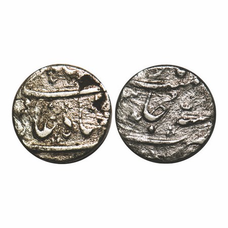 Muhammad Shah, Silver ½ Rupee, 5.21g, Surat Mint, RY 3. KM 434.4. Fine+. Scarce.