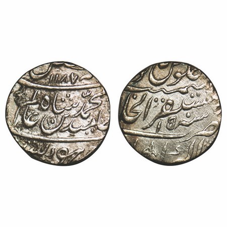 Shah Alam II, Silver Rupee, 11.10g, Mustaqir ul Khilafat Akbarabad Mint, AH 1187 / 15 RY, 