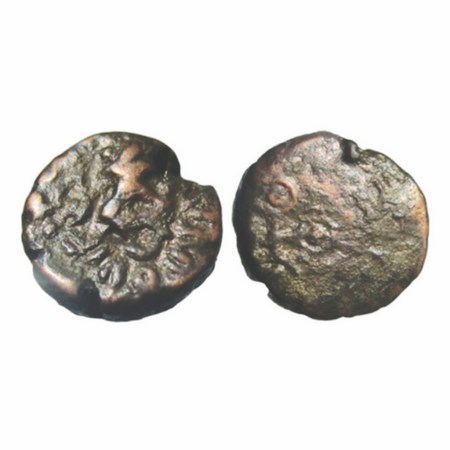 Ujjain, 200 - 100 BC, Copper Unit, 4.95g, 15.15x15.61mm, Obv: Full View of Seated Lakshmi 