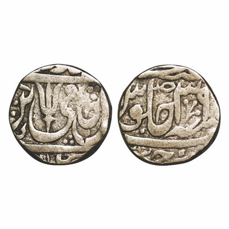 Maratha Confederacy, Silver Rupee, 10.92g, Kunch hijri Mint, in the name of Shah Alam II, 