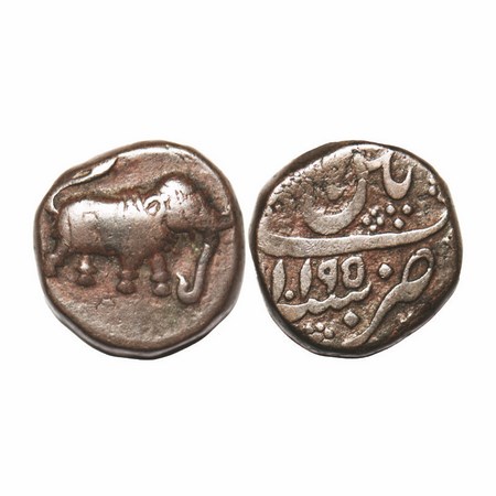 Mysore, Copper paisa, 12.30g, Haidar Ali (AH 1174-1197 / 1761-1782 AD), AH 1195, Patan Min