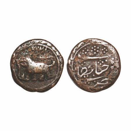 Mysore, Copper ½ Paisa, 5.40g, Tipu Sultan (1787-1799 AD), Farrukhyab Hisar Mint, AM 1217.