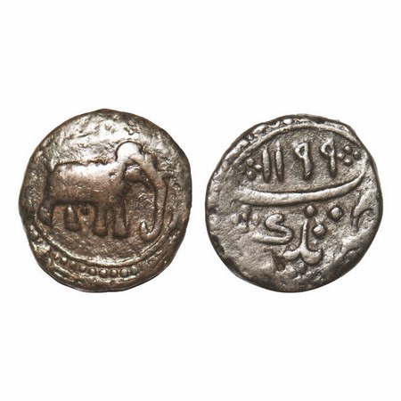 Mysore, Copper Paisa, 11.20g, Tipu Sultan (1787-1799 AD), Nagar Mint, AH 1199. Obv: Elepha