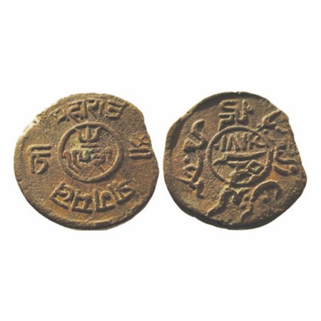 Kutch, Copper 1½ Dokda, 9.56g, Pragmalji II (VS 1916-1932/ 1861-1875 AD), Bhuj Mint, in th
