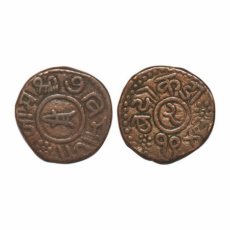 Nawanagar, Copper 2 Dokdo, Vibhaji (VS 1909-1951/1852-1894 AD), VS 1943. KM 18. About Extr