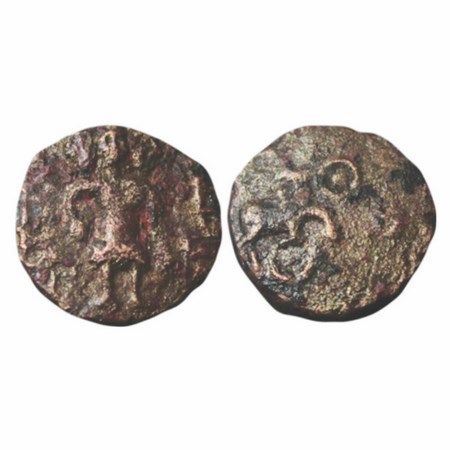 Post Mauryan, Ujjain Region, Copper Unit, 3.11g, 14.96x14.50mm, (200 - 100 BC), Obv: Stand
