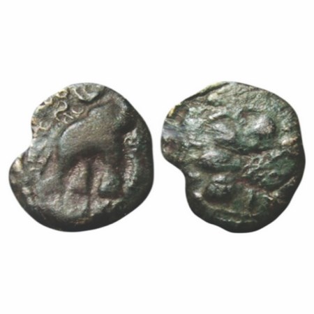 Satavahanas, Kausikiputra Satakani (c. 70-50 BC) Copper, 4.60g, 20.09x17.78mm, Obv: Elepha
