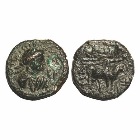 Kushana Dynasty, Soter Megas alias Wima Takto, Copper Drachma, 8.31g, 20.00x20.79mm, Obv: 