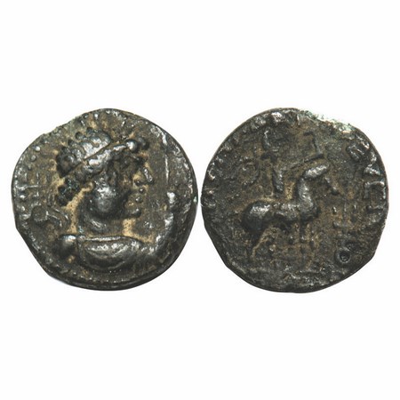 Kushana Dynasty, Soter Megas alias Wima Takto, Copper Drachma, 7.70g, 19.86x20.47mm, Obv: 