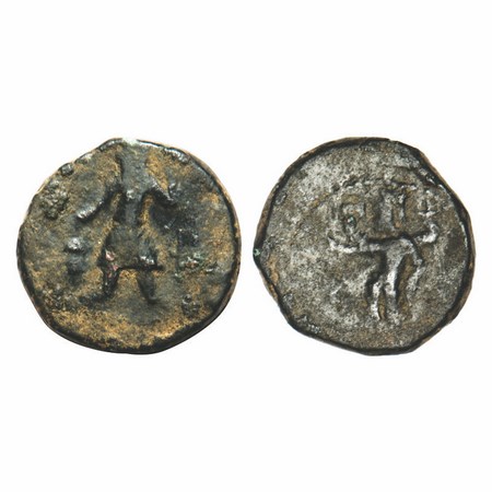 Kushanas, Kanishka, Copper Unit, 16.63g, 24.28x25.09mm, Obv: King standing facing to left,