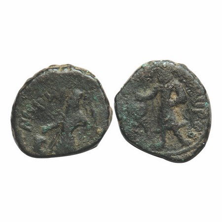 Kushanas, Kanishka, Copper Unit, 17.59g, 23.77x25.77mm, Obv: King diademed and crowned, st