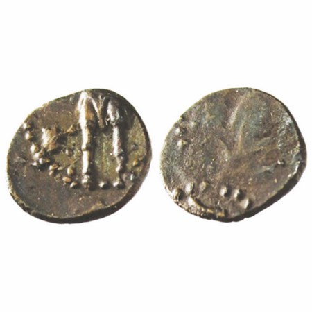 Western Kshatrapas, Damasena (c. 222-238 AD), Copper Drachma, 2.10g, 14.24x15.58mm, Obv: F