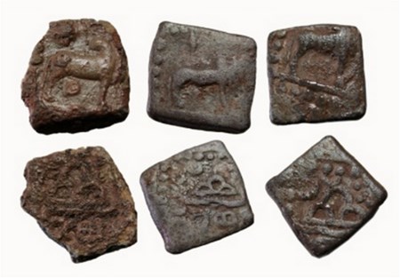 Western Kshatrapas, Kardamaka dynasty, Rudrasena III (3 coins), 270 - 300 SE (348 - 378 AD