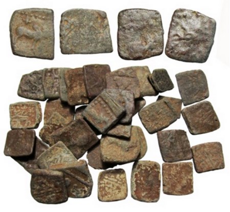 Western Kshatarapas, Lead Units (35 Coins) Different date & type of Bull, mix ruler, Obv: 