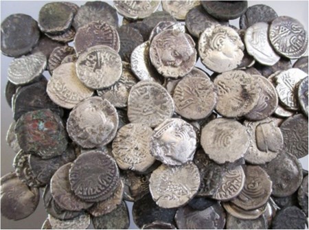 Westren Kshatrapas, Silver Coins, (Lot of 118 Coins), Various Rulers, Obv: Portrait, Rev: 