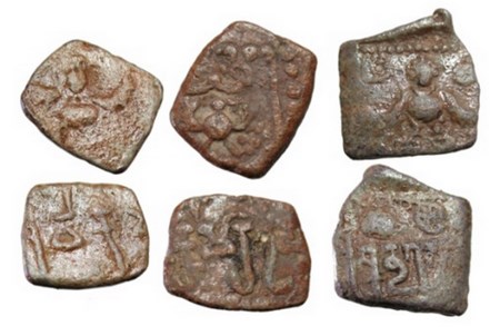 Guptas, Three rulers, Chandragupta II, Kumaragupta, Skandagupta, (3 Coins), Lead Unit, Gar