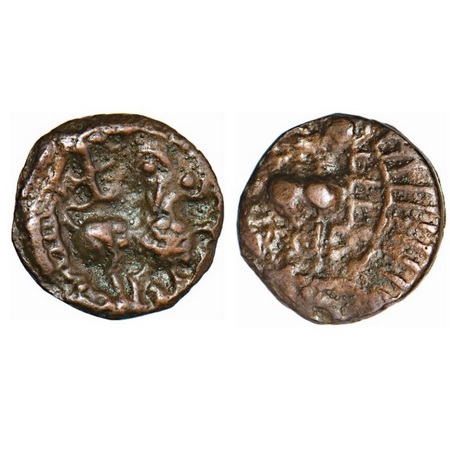 Vishnukundin Dynasty, Andhra Region, Copper Base Alloy, 4.44g, 17.49 x 17.34mm, Obv: Roari