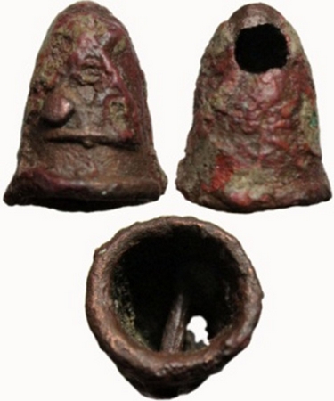 Primitive Money, Vidisha Region, Copper, 8.20g, shaped like a thimble or tower. Three arch