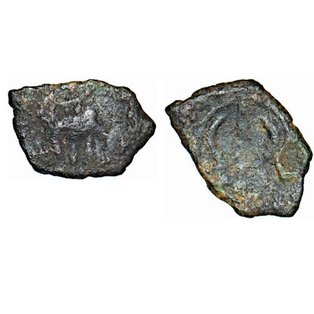 Post Gupta, Gujarat, Uninscribed Copper coin probably attributed to the Gurjaras of (Kathi