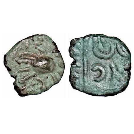 Medieval Gujarat, Uninscribed and Unattributed, Copper, 0.64g, 8-8mm, possibly of a local 