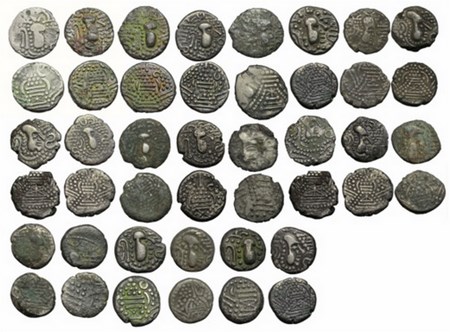 Indo Sassaninan, Chaulukyas of Gujarat, Billon Drachm, (22 Coins), Obv: Bust of king facin