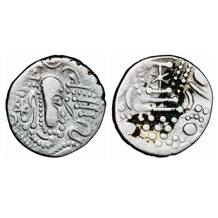 Indo Sassaninan, Chaulukyas of Gujarat, Billon Drachm, Obv: Bust of king facing to right w