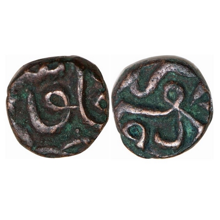 Akbar, Copper Damri, 1.98g, Urdu Zafar Qarin Mint. Very Fine, Scarce.