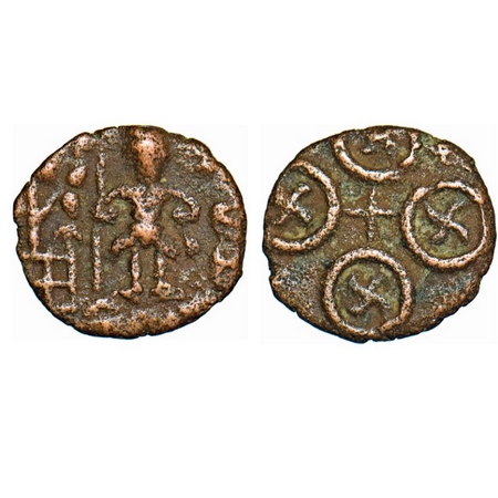 Post Mauryan, Ujjaini Region, Uninscribed type, Copper Fraction, 1.30g, 12.00 x 11.75mm, O