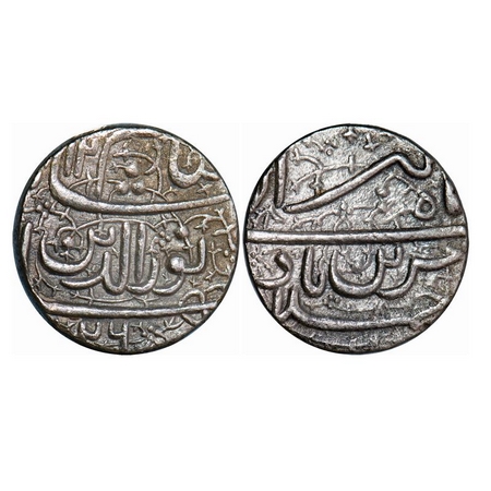 Jahangir, Silver Rupee, 11.28g, Ahmadabad Mint, 'Muzaiyan' Couplet, month Tir, AH 1026. KM