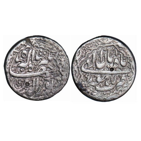 Jahangir, Silver Rupee, 10.93g, Lahore Mint, Ilahi and decorative type, month Aban, 9 RY. 