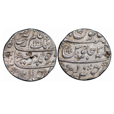 Aurangzeb, Silver Rupee, 11.57g, Junagadh Mint, AH 1101 / 34 RY, Almost complete mint visi