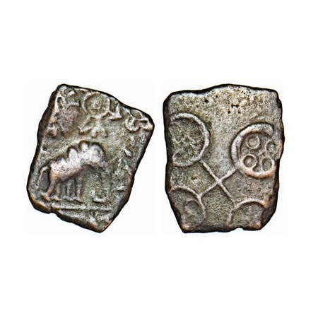 Ujjain, 200-100 BC, Copper Unit, 2,81g, 14-12mm, Obv: Standing Elephant to right, top ujja