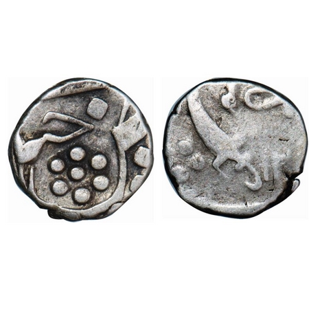 Baroda, Silver ¼ Rupee, 2.80g, Khande Rao (AH 1273-1287 / 1856-1870 AD), Baroda Mint, AH U